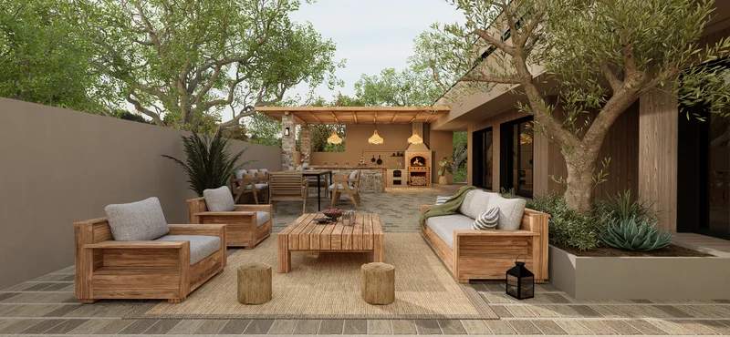 Modern Mediterranean Style: Private Garden Social Hub