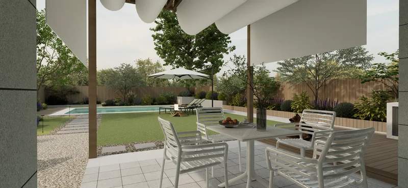 "Gathering Around the Hearth" – Modern Minimalist Home Garden Design