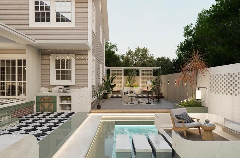Water-Inspired Light Luxury & Modern Eclectic Resort Courtyard - 2