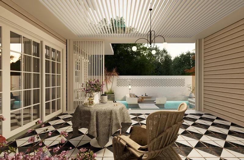 Water-Inspired Light Luxury & Modern Eclectic Resort Courtyard - 7