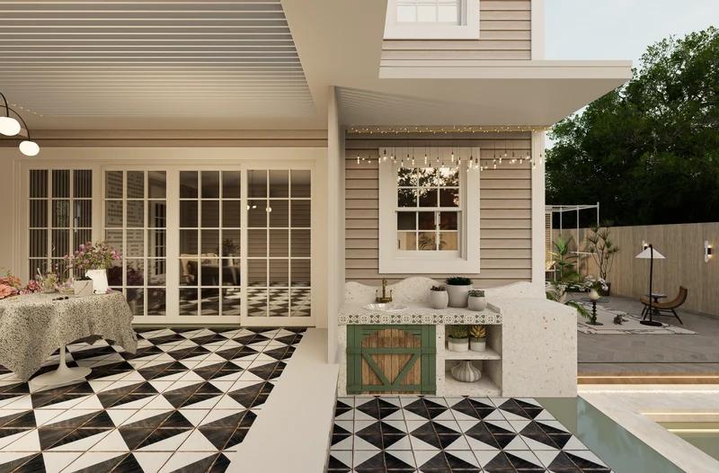 Water-Inspired Light Luxury & Modern Eclectic Resort Courtyard - 8