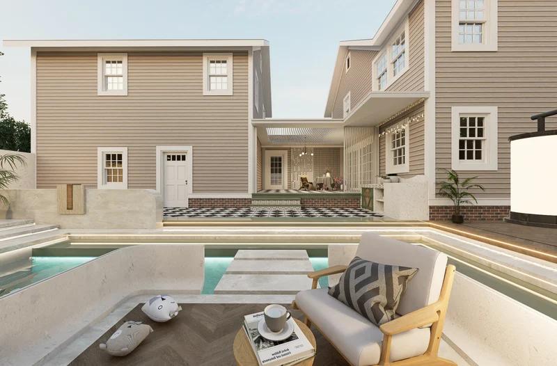 Water-Inspired Light Luxury & Modern Eclectic Resort Courtyard - 10