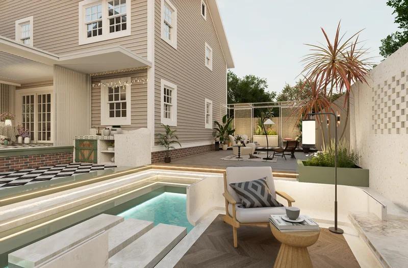 Water-Inspired Light Luxury & Modern Eclectic Resort Courtyard - 11