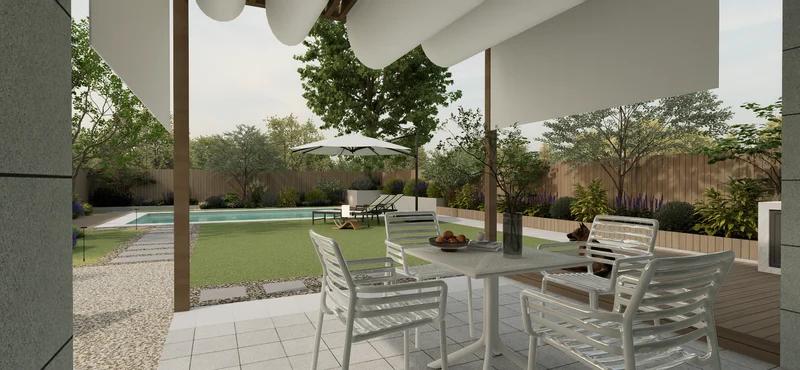 "Gathering Around the Hearth" – Modern Minimalist Home Garden Design - 1