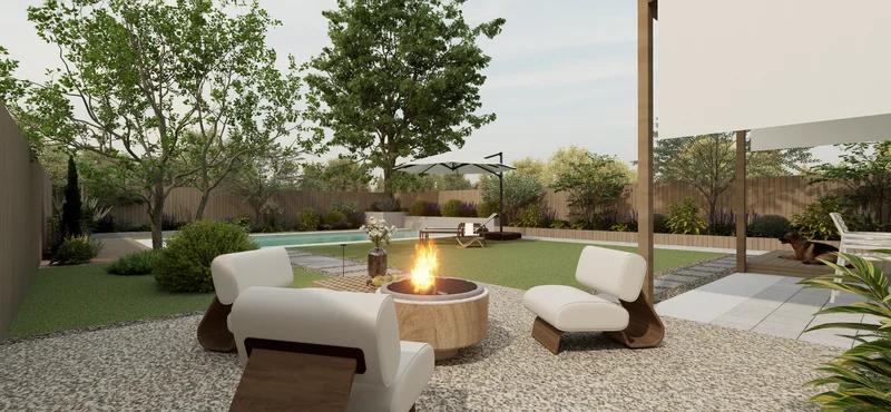 "Gathering Around the Hearth" – Modern Minimalist Home Garden Design - 3