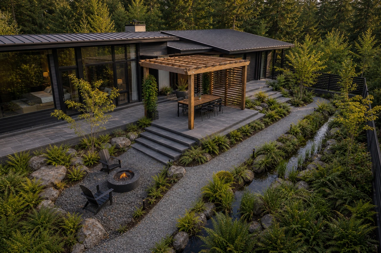 A Rain-Garden Courtyard for a Puget Sound Modern Home – Design philosophy