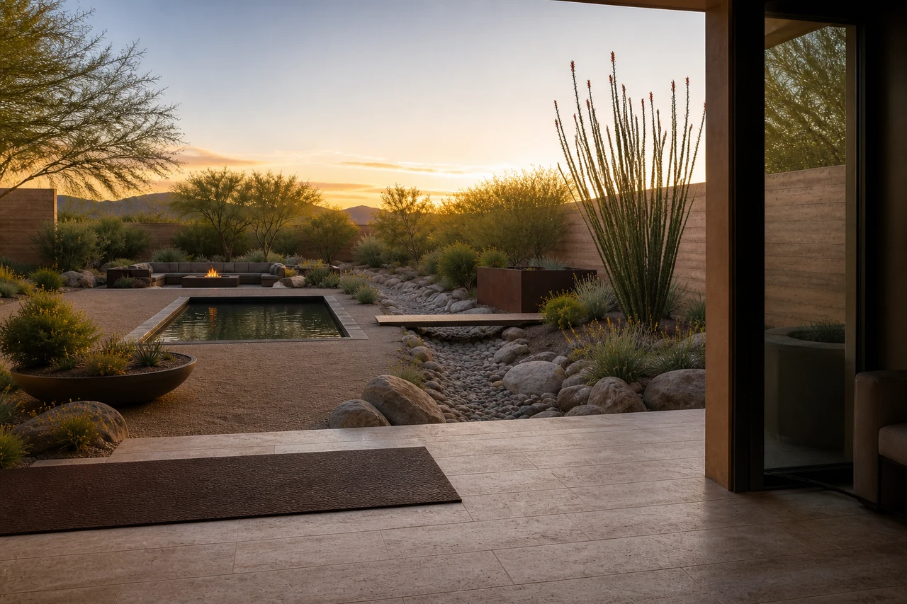 Un cortile lavato dal deserto per una residenza a Scottsdale – Esperienza all'aperto