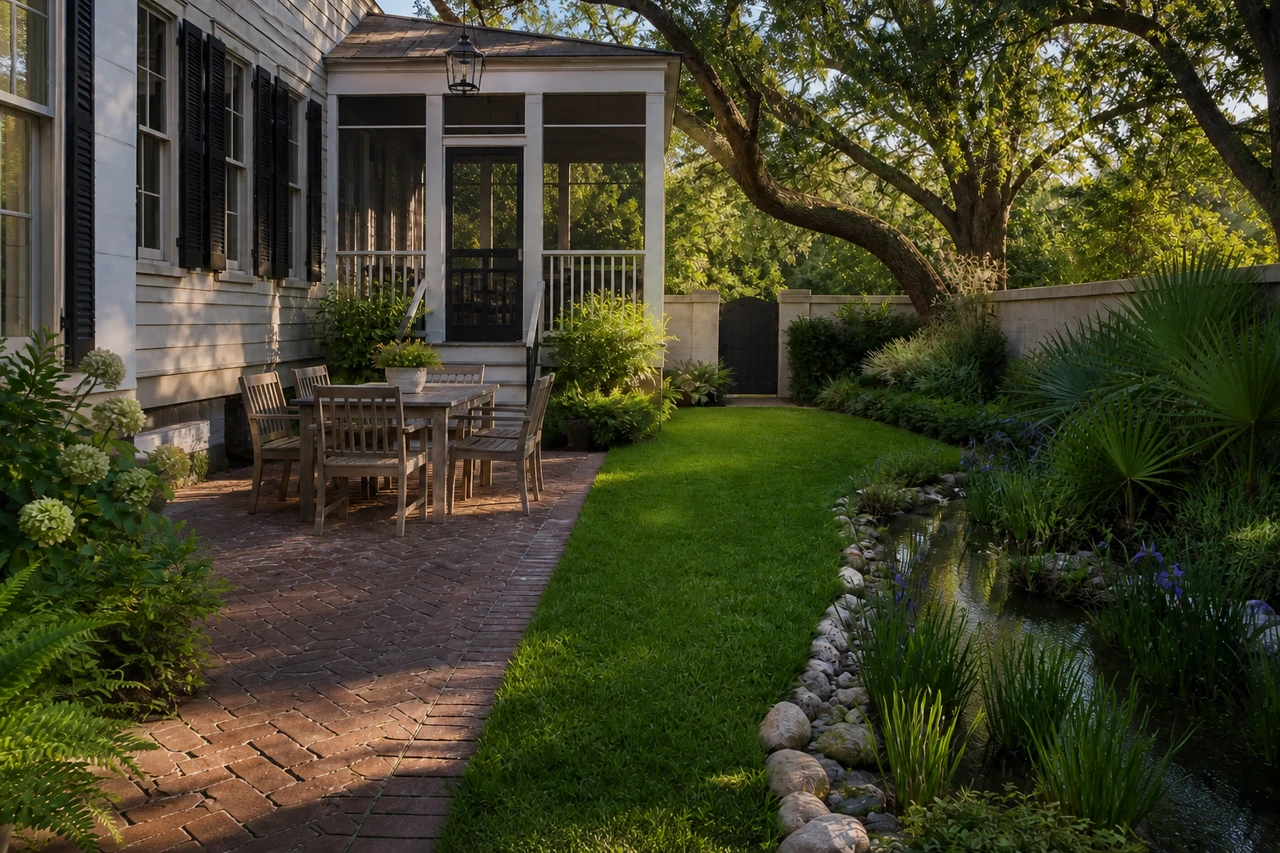 Ein Garten mit lebenden Eichen für ein Stadthaus in Charleston – Projektparameter