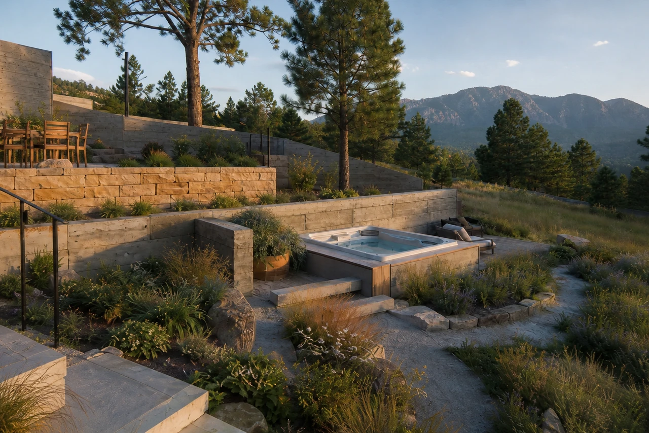A Foothill Terrace Garden for a Boulder Residence – Materials & planting