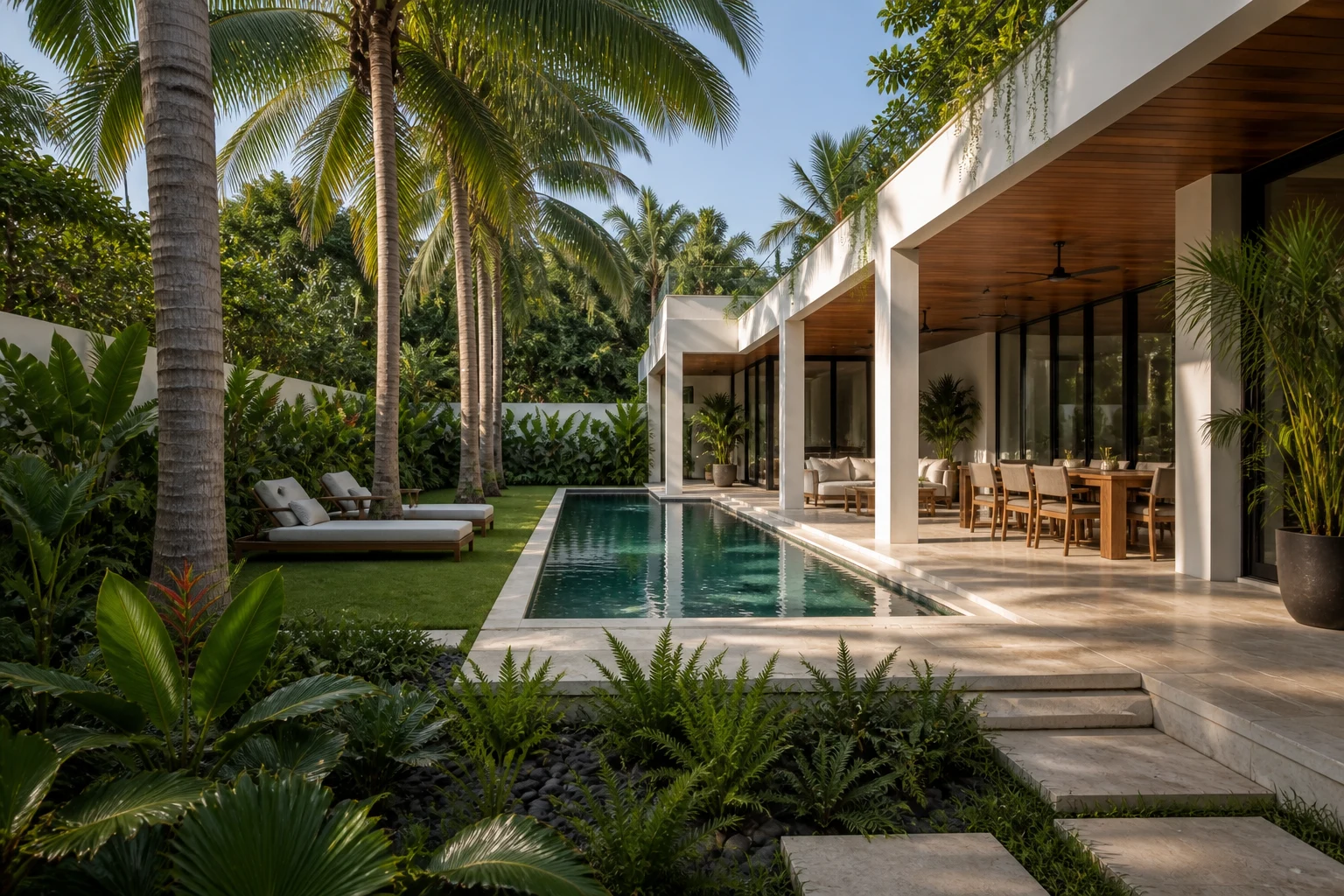 Un giardino patio tropicale per una villa moderna di Miami - image 1