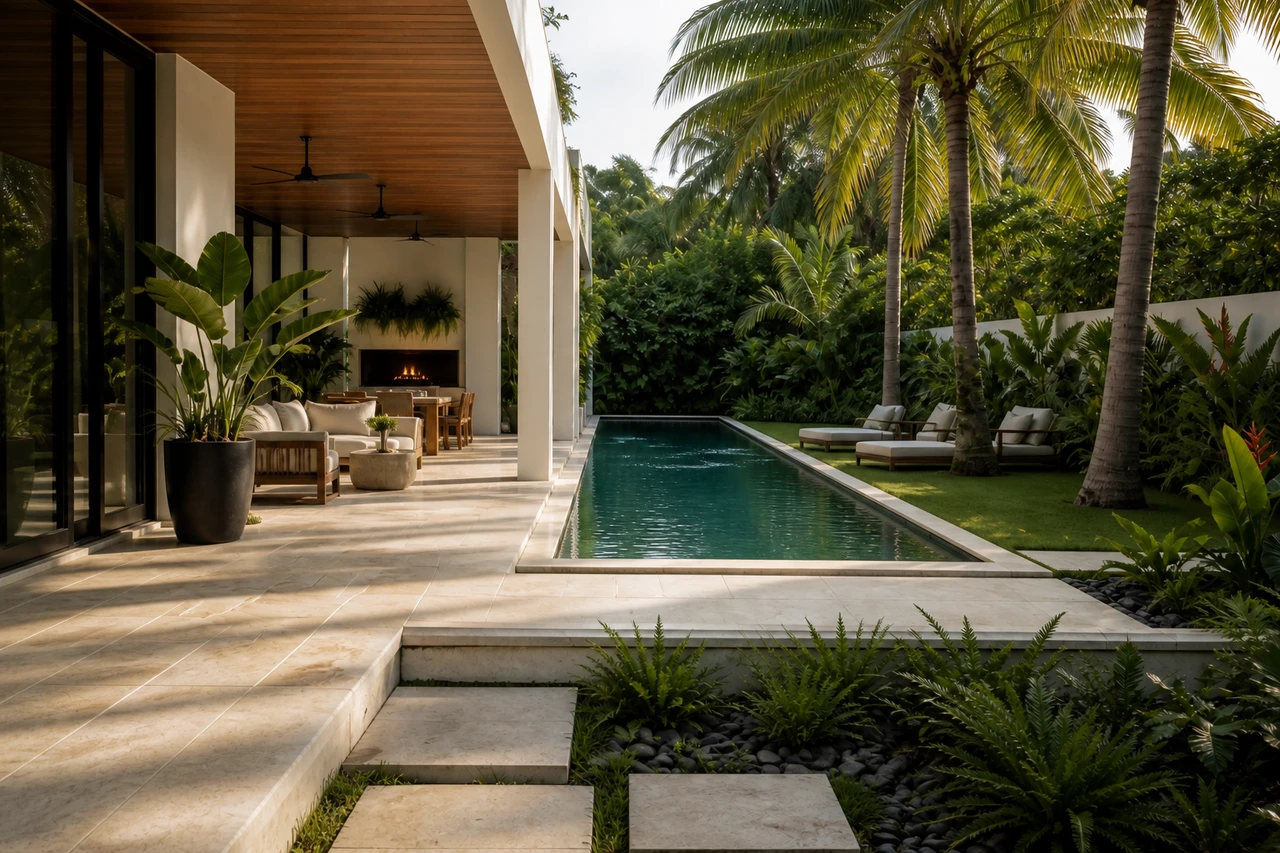 Un giardino patio tropicale per una villa moderna di Miami – Parametri del progetto