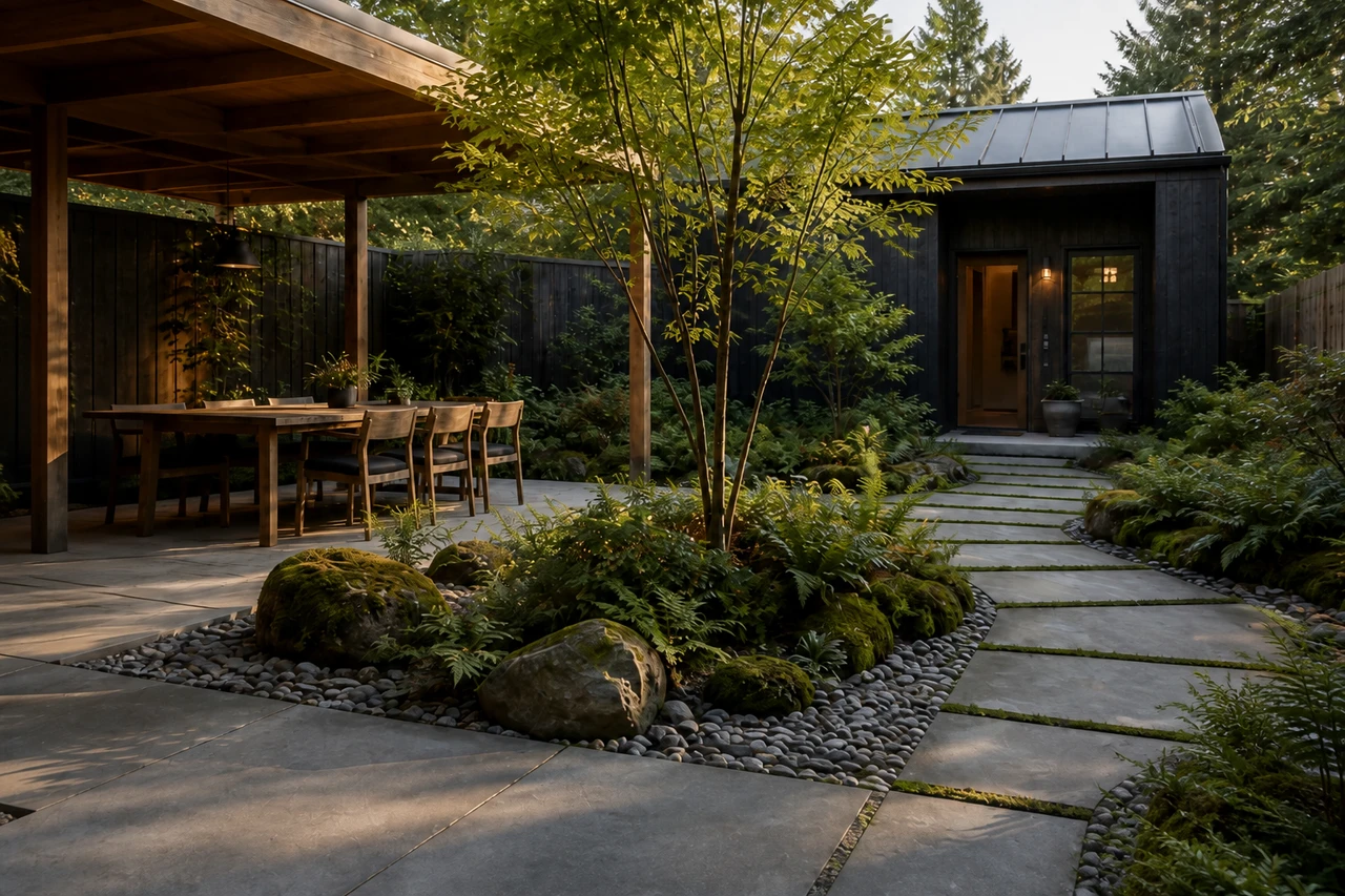 Ein Waldgarten, der ein Portlander Haus und eine ADU verbindet – Materialien & Bepflanzung