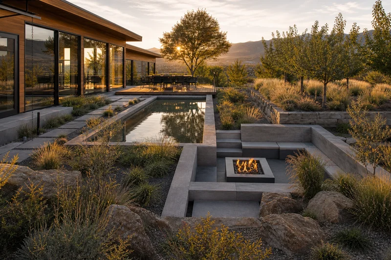 A Mountain-View Courtyard for a Salt Lake City Home