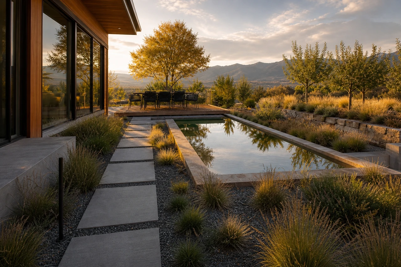 Ein Innenhof mit Bergblick für ein Zuhause in Salt Lake City – Projektparameter
