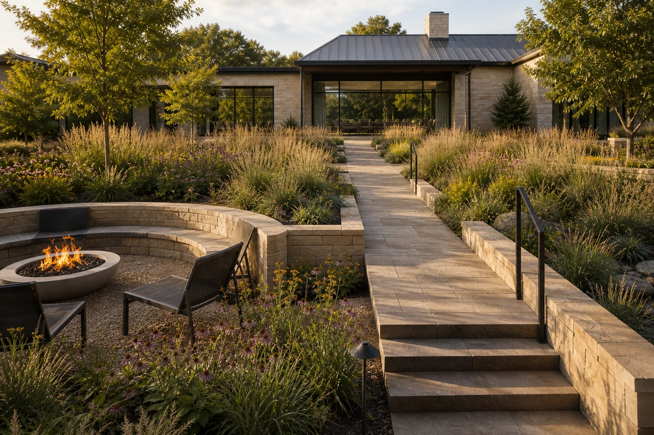 Un patio de pradera para una residencia en Kansas City – Materiales y plantación