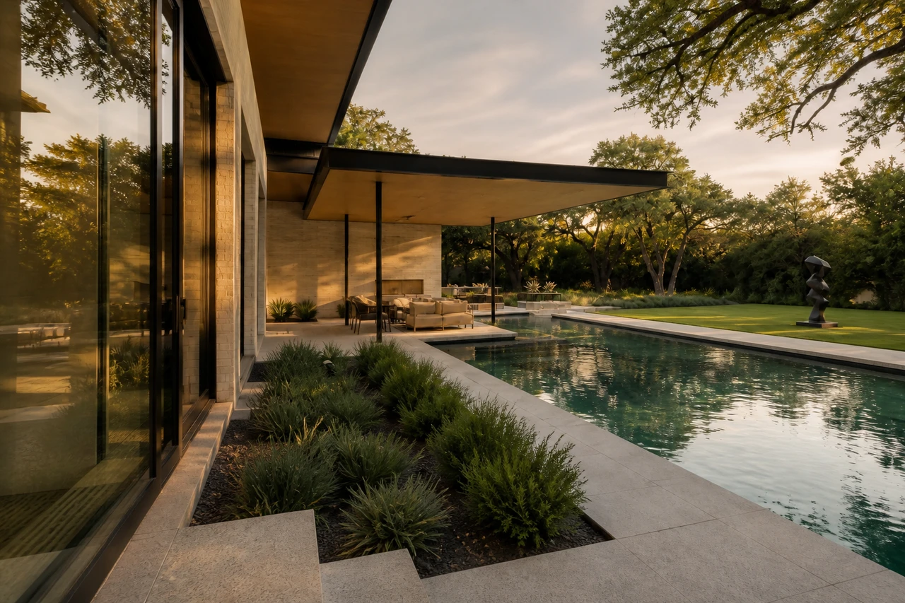 Un giardino con piscina di metà secolo per una residenza a Dallas – Esperienza all'aperto