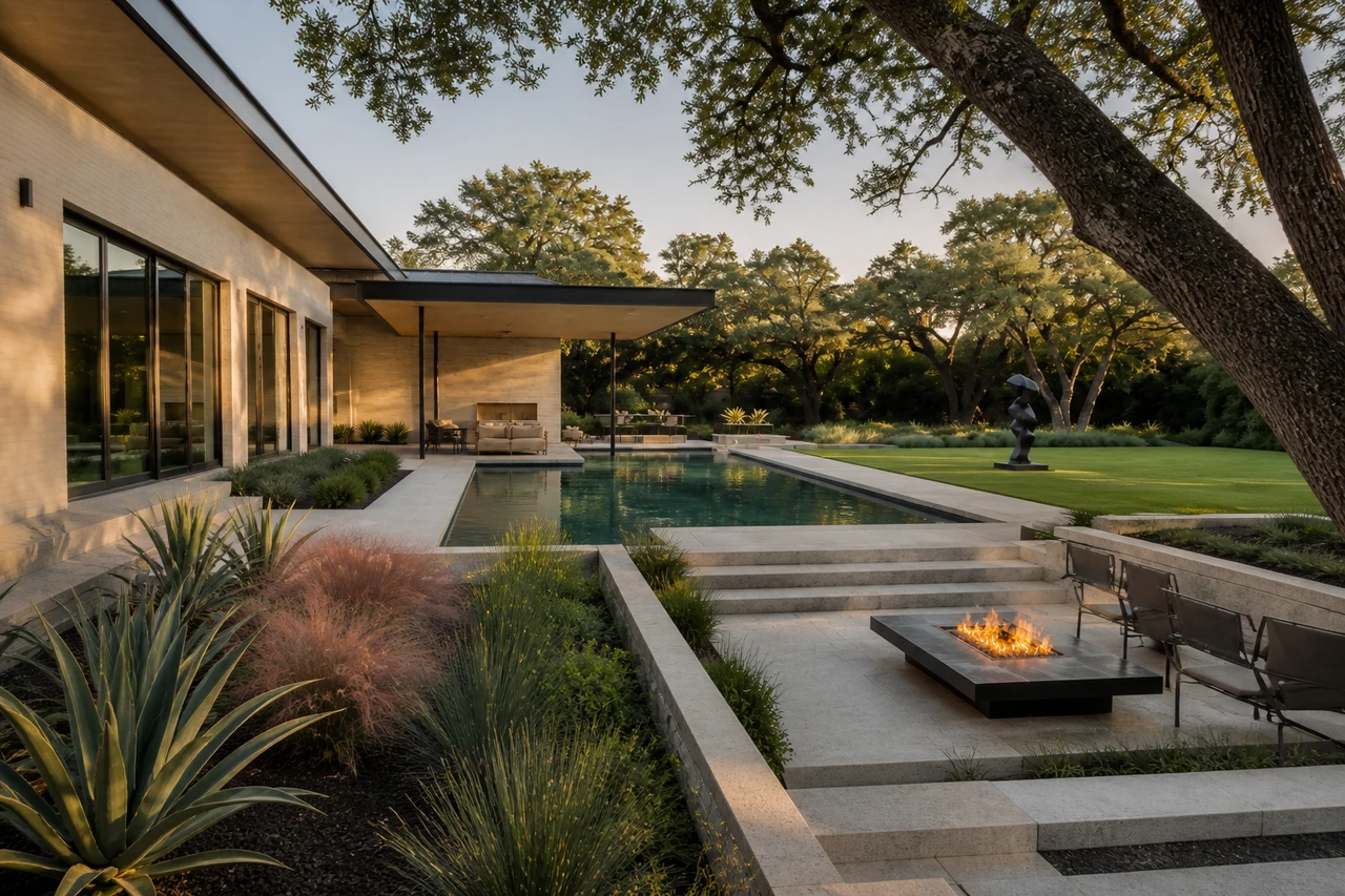 Un giardino con piscina di metà secolo per una residenza a Dallas – Parametri del progetto