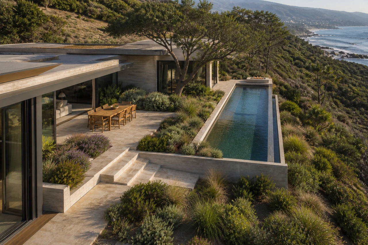 Un giardino sulla scogliera oceanica per una residenza a Malibu – Filosofia progettuale