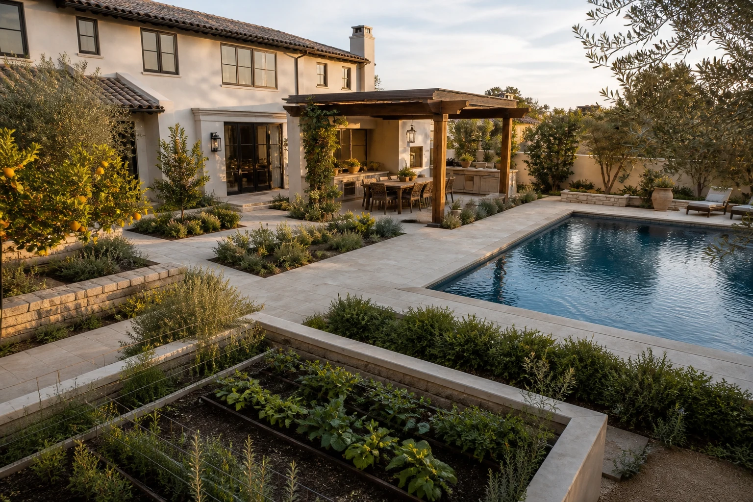 Un huerto de patio mediterráneo para una residencia en Sacramento - image 1