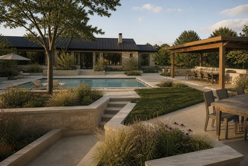 A Prairie Pool Courtyard for an Omaha Residence