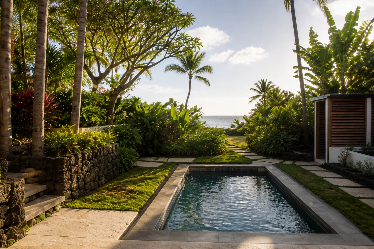 A Tropical Lanai Garden for a Honolulu Residence – Materials & planting
