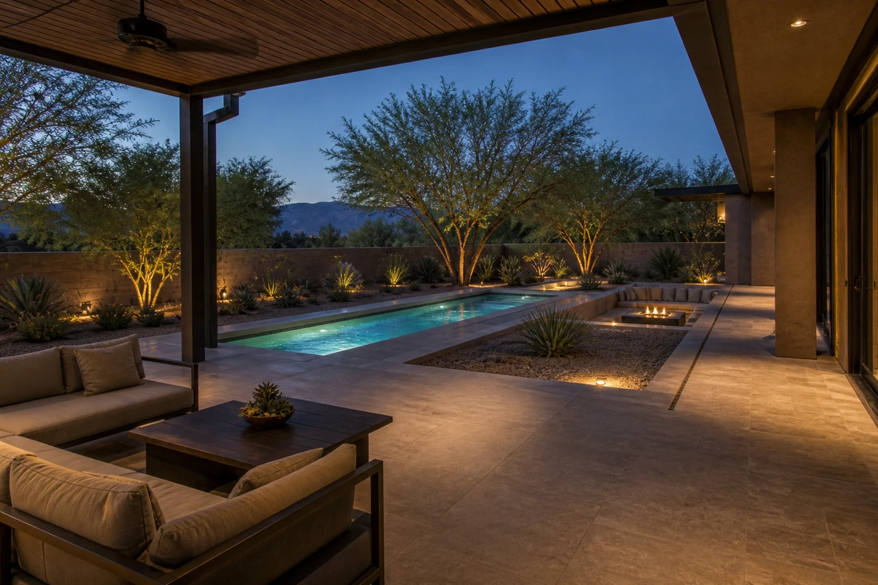 A Night-Focused Desert Courtyard for a Las Vegas Home – Outdoor experience