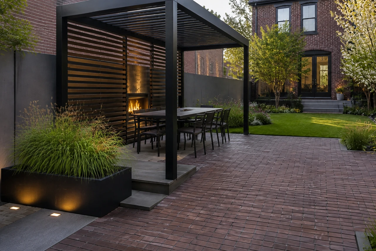An Industrial-Modern Courtyard for a Detroit Home – Materials & planting