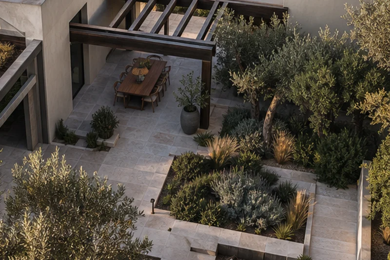 A Deep-Shade Dry Courtyard for an Athens Villa