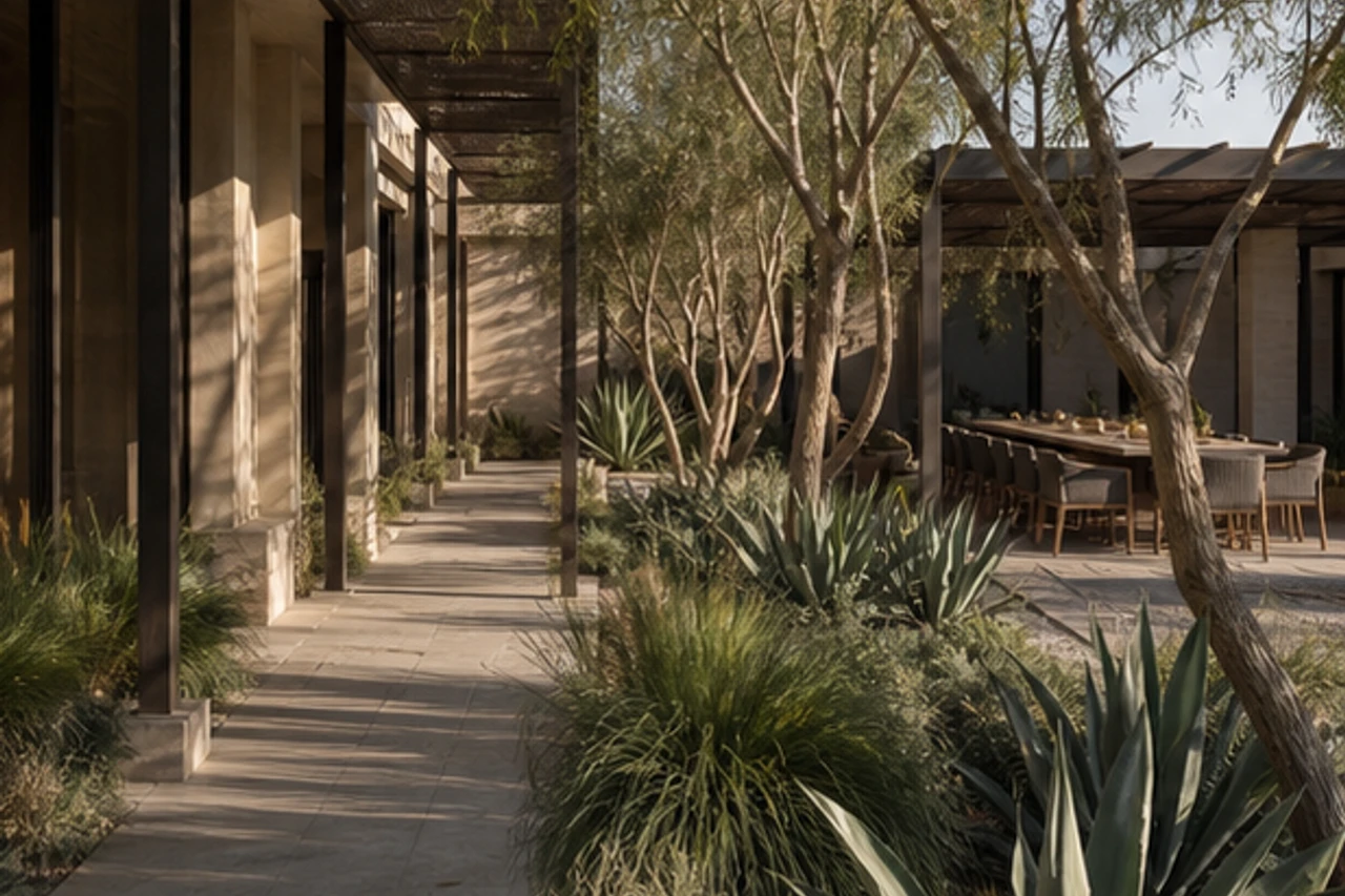 A Shaded Desert Courtyard for a Dubai Villa – Outdoor experience