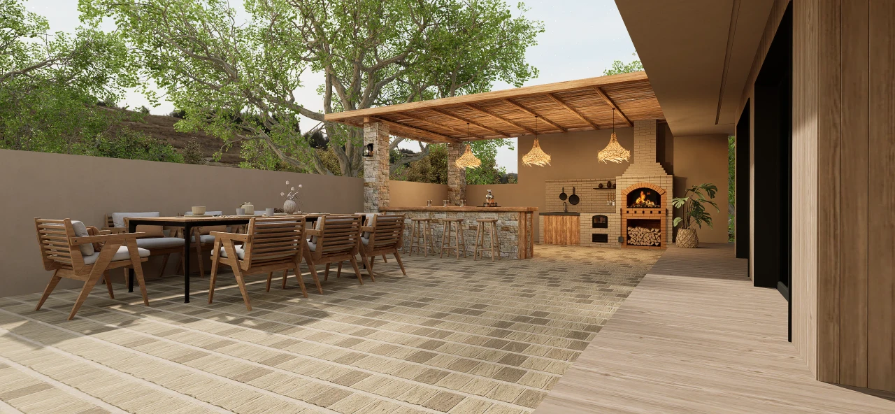 Moderner mediterraner Stil: Privater Garten als sozialer Mittelpunkt – Outdoor-Erlebnis