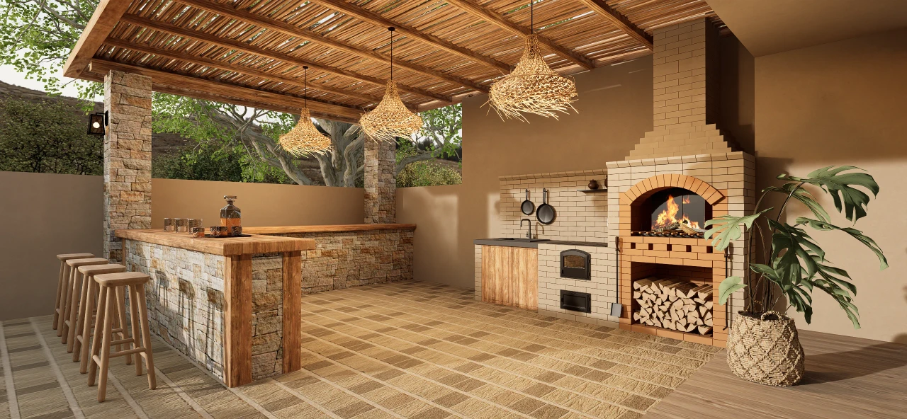 Moderner mediterraner Stil: Privater Garten als sozialer Mittelpunkt – Materialien & Bepflanzung