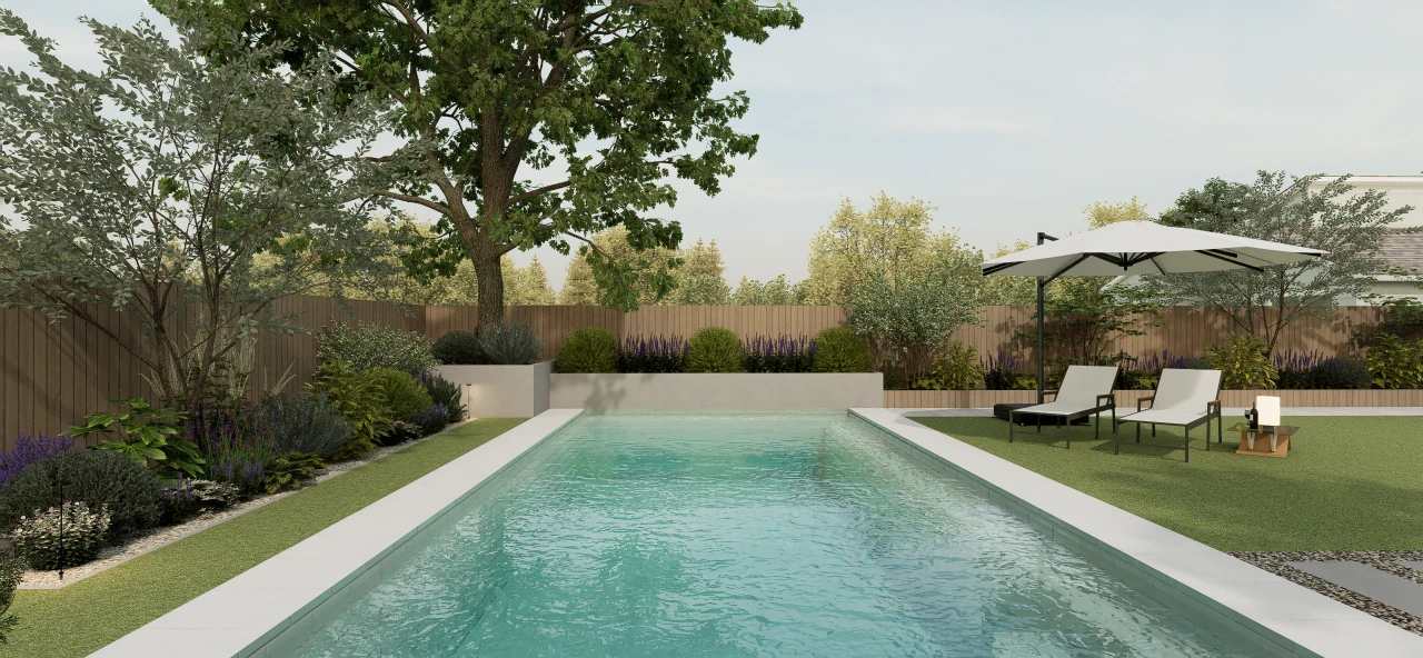 Modern Minimalist California Backyard with Pool, Pergola and Fire Pit – Outdoor experience